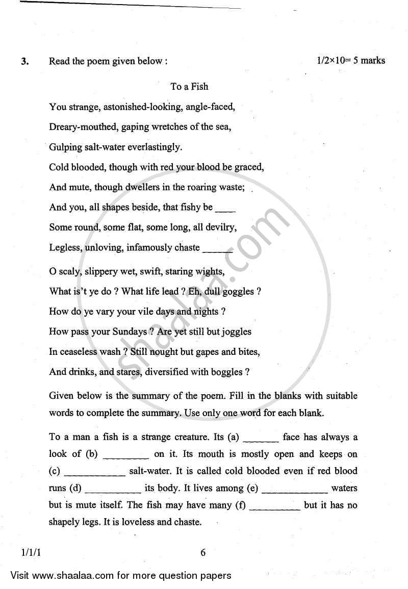 English Communicative 2010-2011 Class 10 - CBSE (Central Board of Secondary Education) question paper with PDF download