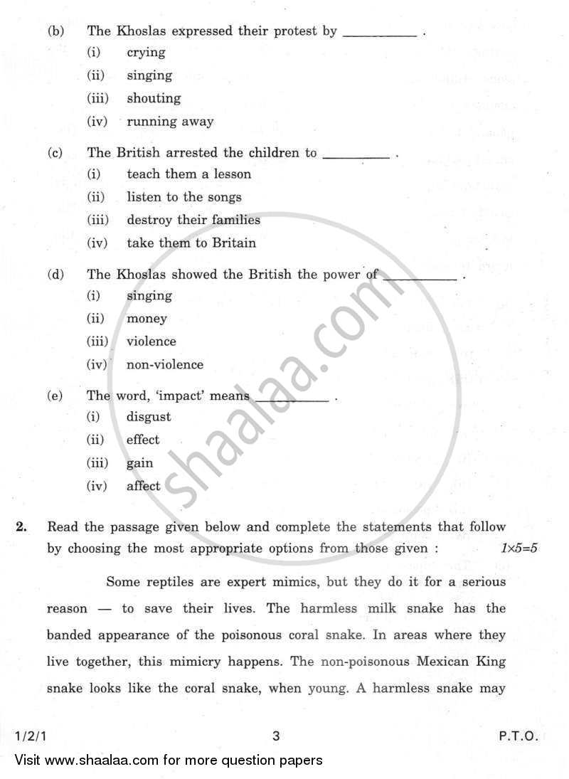 English Communicative 2011-2012 Class 10 - CBSE (Central Board of Secondary Education) question paper with PDF download