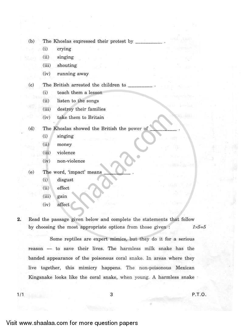 English Communicative 2011-2012 Class 10 - CBSE (Central Board of Secondary Education) question paper with PDF download