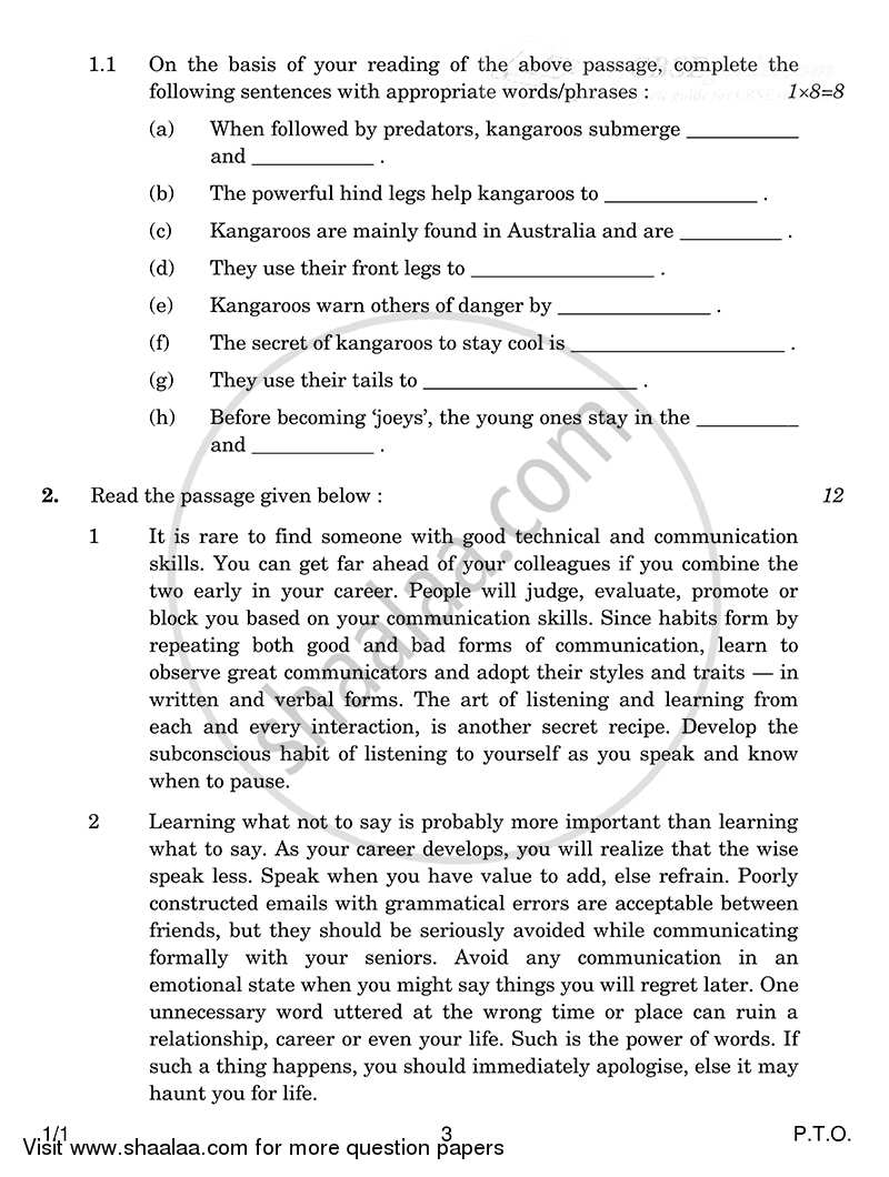 English Communicative 2014-2015 Class 10 - CBSE (Central Board of Secondary Education) question paper with PDF download