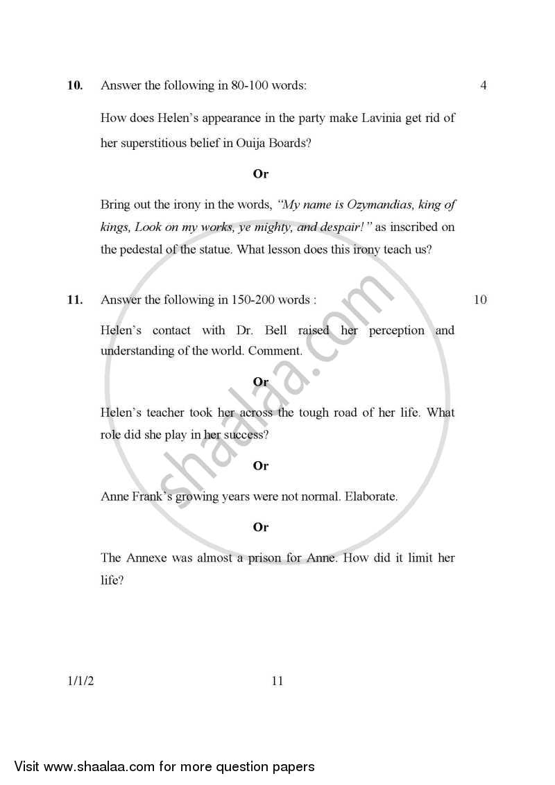 English Communicative 2015-2016 Class 10 - CBSE (Central Board of Secondary Education) question paper with PDF download