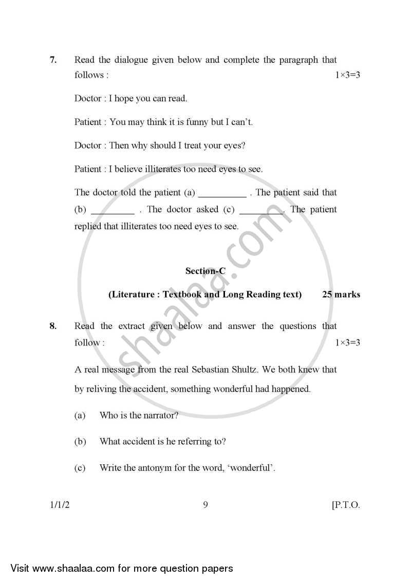 English Communicative 2015-2016 Class 10 - CBSE (Central Board of Secondary Education) question paper with PDF download