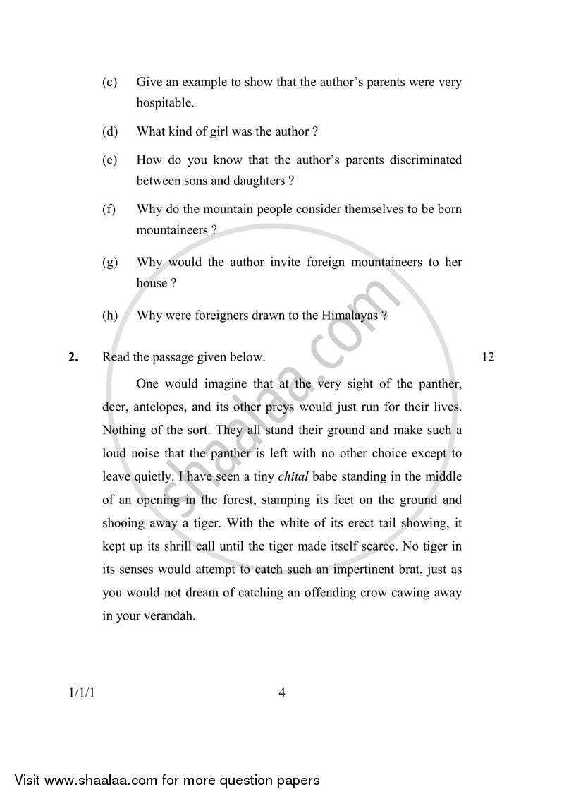 English Communicative 2016-2017 Class 10 - CBSE (Central Board of Secondary Education) question paper with PDF download