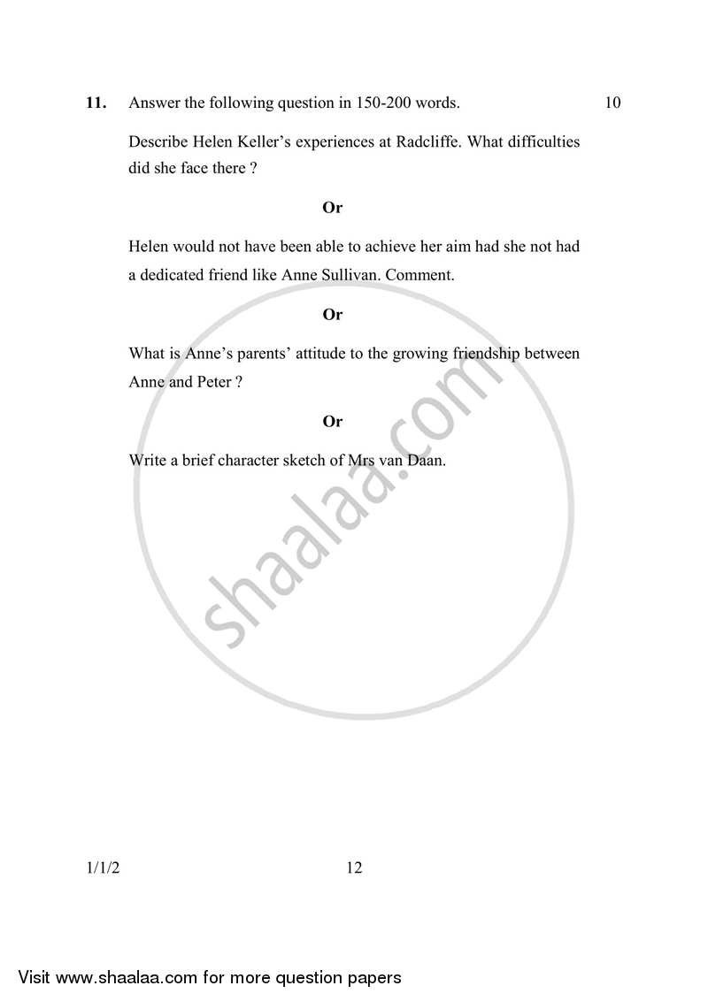 English Communicative 2016-2017 Class 10 - CBSE (Central Board of Secondary Education) question paper with PDF download