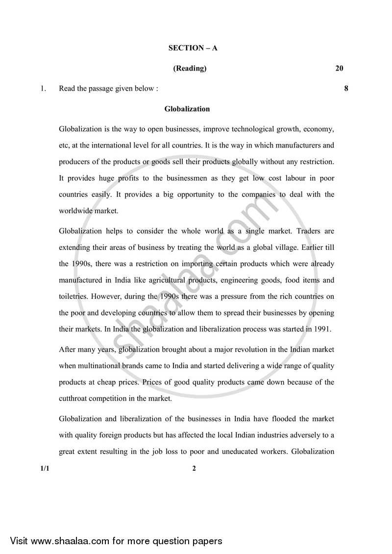 English Communicative 2017-2018 Class 10 - CBSE (Central Board of Secondary Education) question paper with PDF download