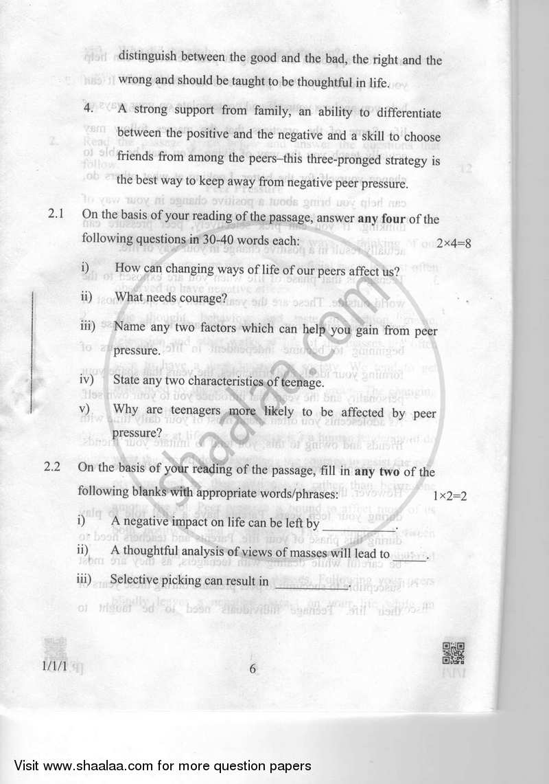 English Communicative 2018-2019 Class 10 - CBSE (Central Board of Secondary Education) question paper with PDF download