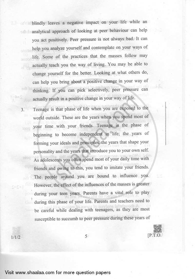 English Communicative 2018-2019 Class 10 - CBSE (Central Board of Secondary Education) question paper with PDF download