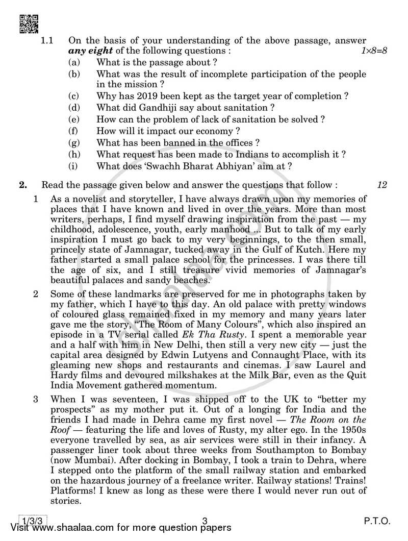 English Communicative 2018-2019 Class 10 - CBSE (Central Board of Secondary Education) question paper with PDF download