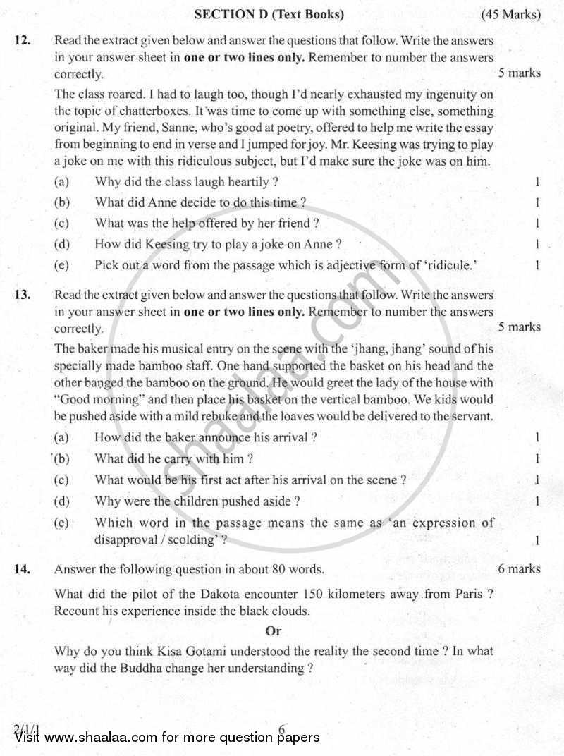 English - Language and Literature 2009-2010 Class 10 - CBSE (Central Board of Secondary Education) question paper with PDF download
