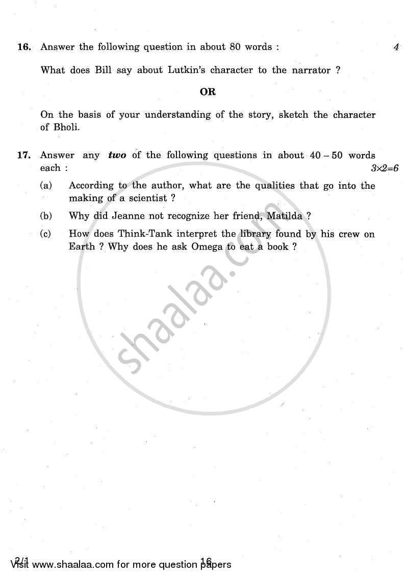 English - Language and Literature 2010-2011 Class 10 - CBSE (Central Board of Secondary Education) question paper with PDF download