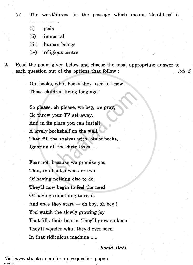 English - Language and Literature 2010-2011 Class 10 - CBSE (Central Board of Secondary Education) question paper with PDF download