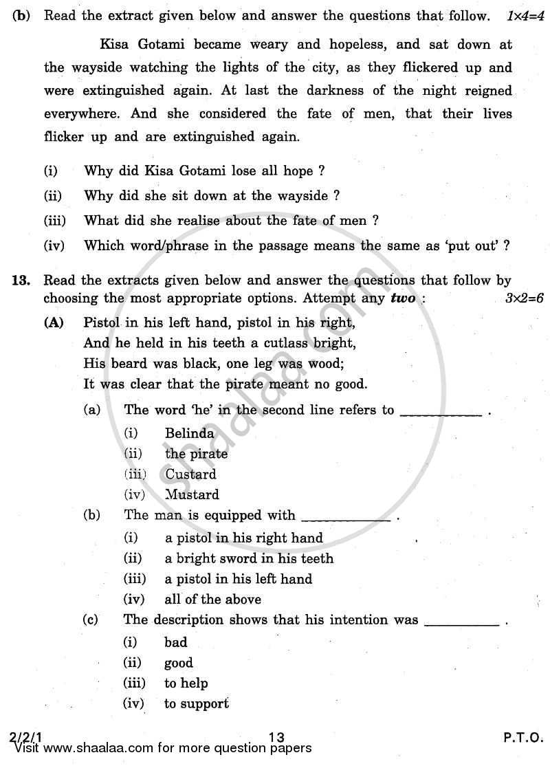 English - Language and Literature 2010-2011 Class 10 - CBSE (Central Board of Secondary Education) question paper with PDF download