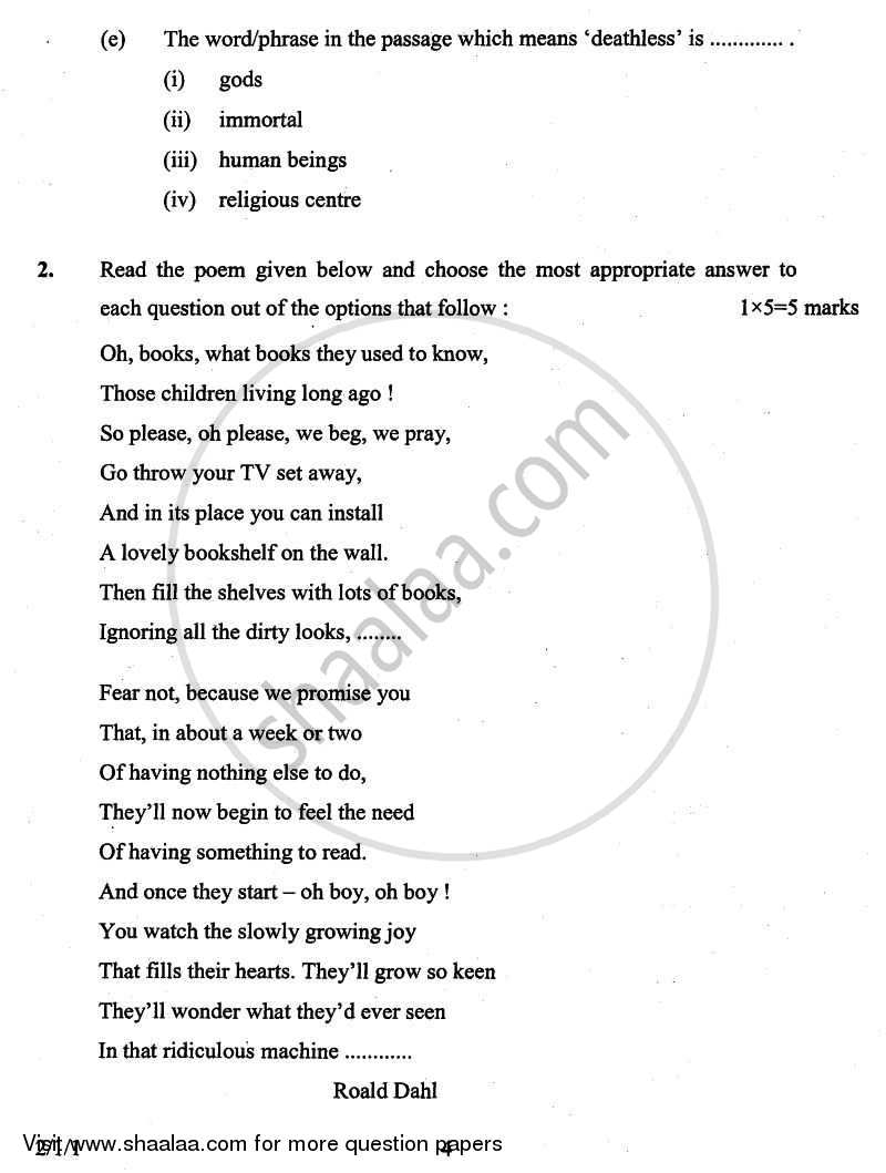 English - Language and Literature 2010-2011 Class 10 - CBSE (Central Board of Secondary Education) question paper with PDF download