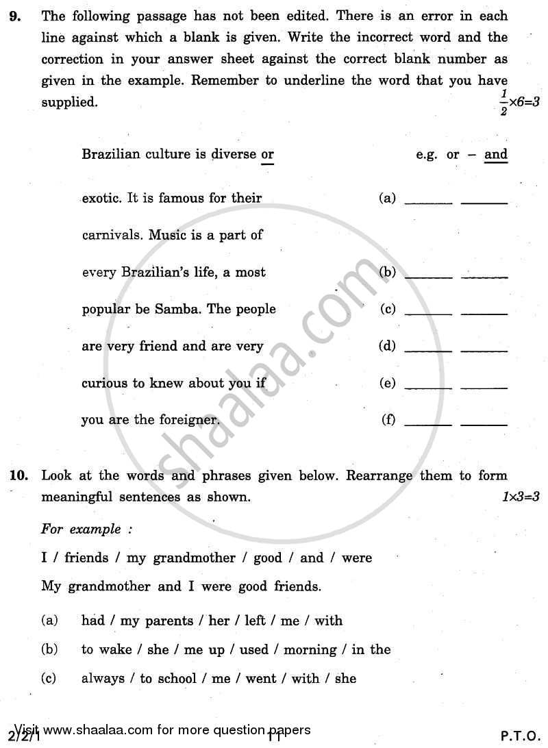 English - Language and Literature 2010-2011 Class 10 - CBSE (Central Board of Secondary Education) question paper with PDF download