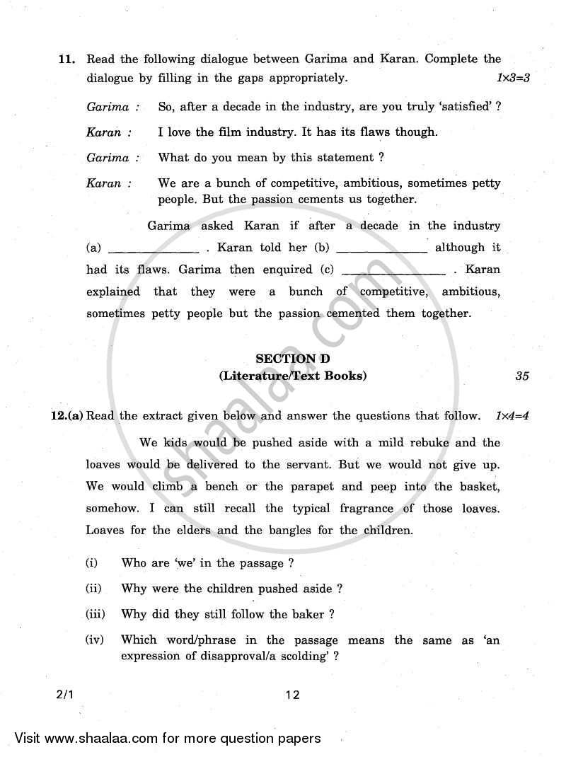 English - Language and Literature 2010-2011 Class 10 - CBSE (Central Board of Secondary Education) question paper with PDF download