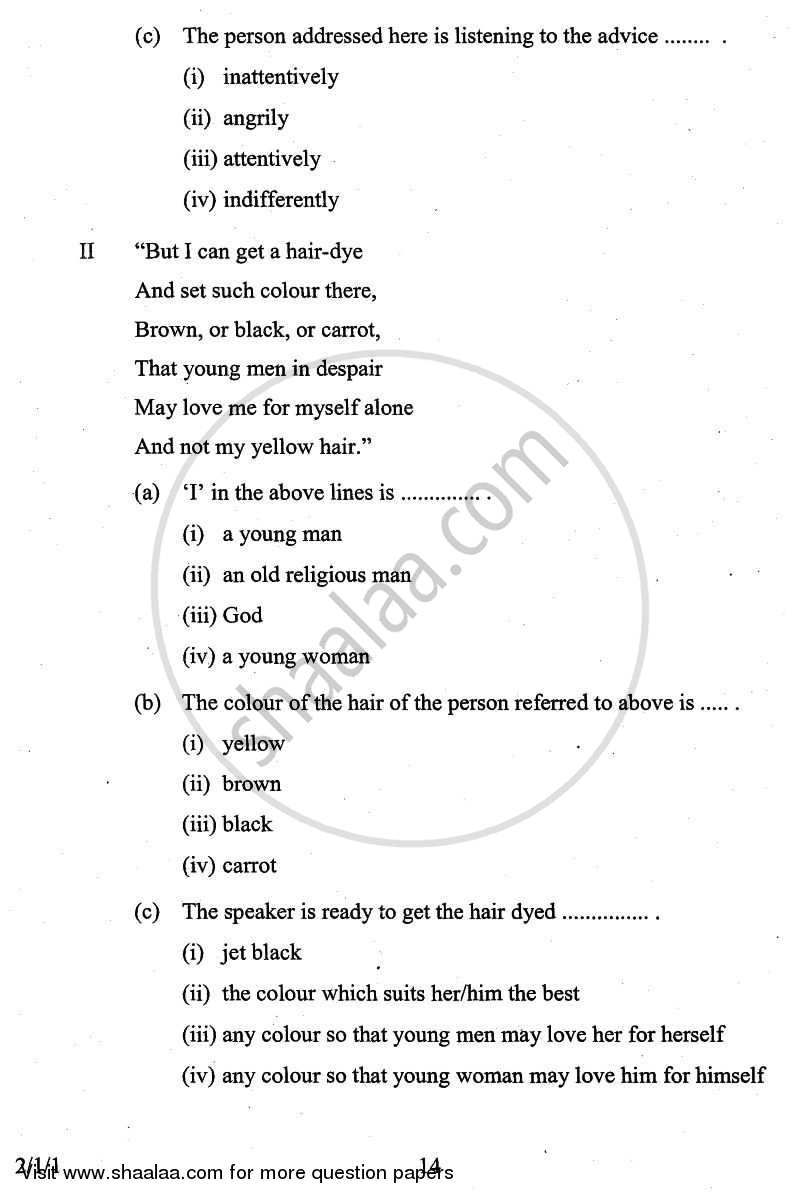 English - Language and Literature 2010-2011 Class 10 - CBSE (Central Board of Secondary Education) question paper with PDF download