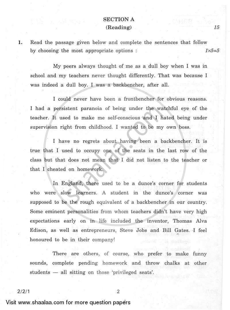 English - Language and Literature 2011-2012 Class 10 - CBSE (Central Board of Secondary Education) question paper with PDF download