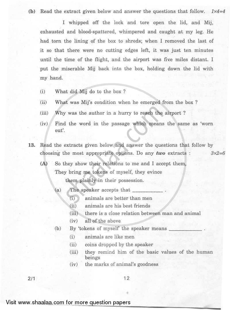 English - Language and Literature 2011-2012 Class 10 - CBSE (Central Board of Secondary Education) question paper with PDF download