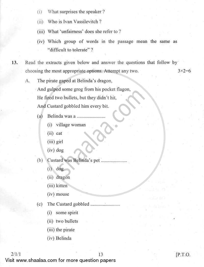 English - Language and Literature 2011-2012 Class 10 - CBSE (Central Board of Secondary Education) question paper with PDF download