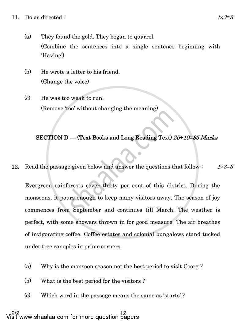 English - Language and Literature 2013-2014 Class 10 - CBSE (Central Board of Secondary Education) question paper with PDF download