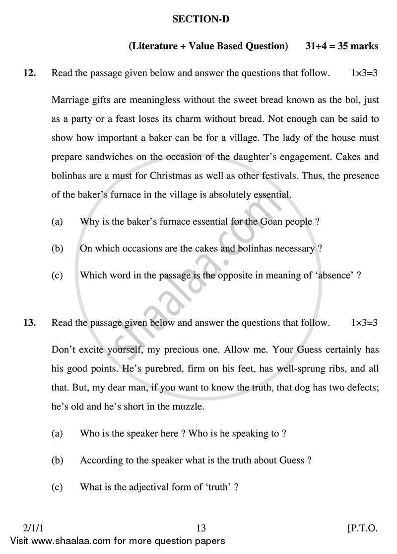 English - Language and Literature 2013-2014 Class 10 - CBSE (Central Board of Secondary Education) question paper with PDF download