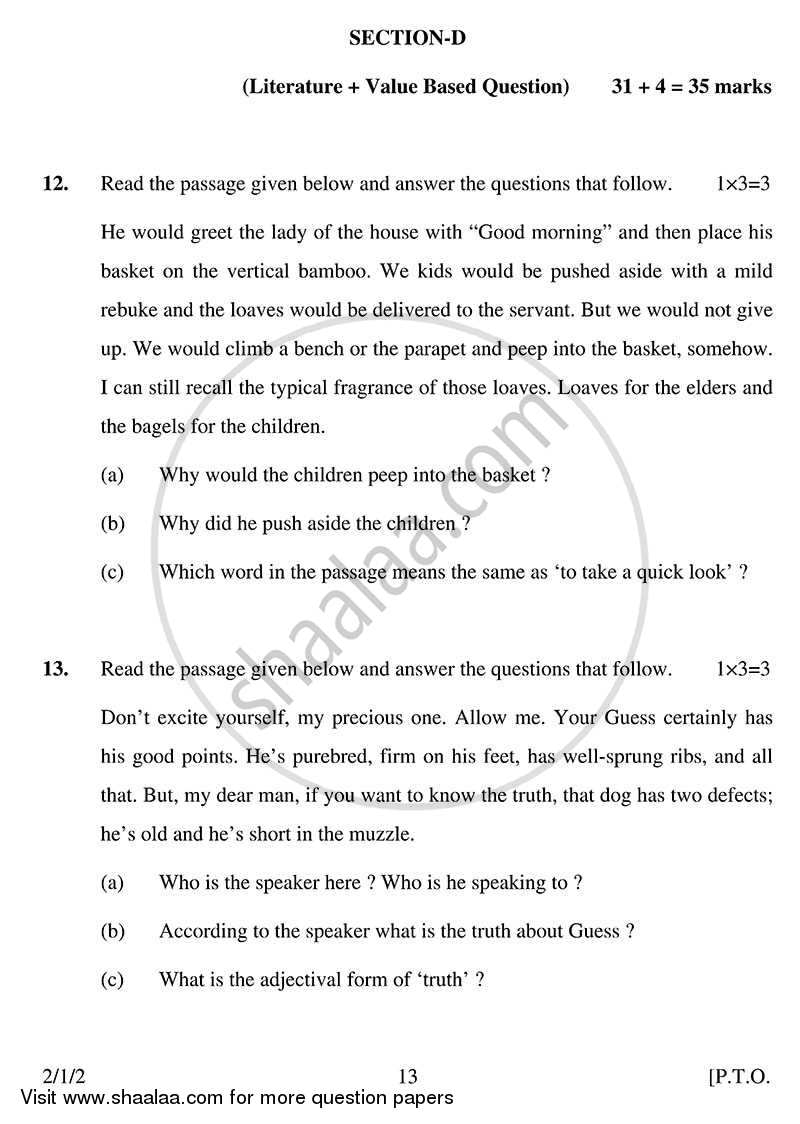 English - Language and Literature 2013-2014 Class 10 - CBSE (Central Board of Secondary Education) question paper with PDF download