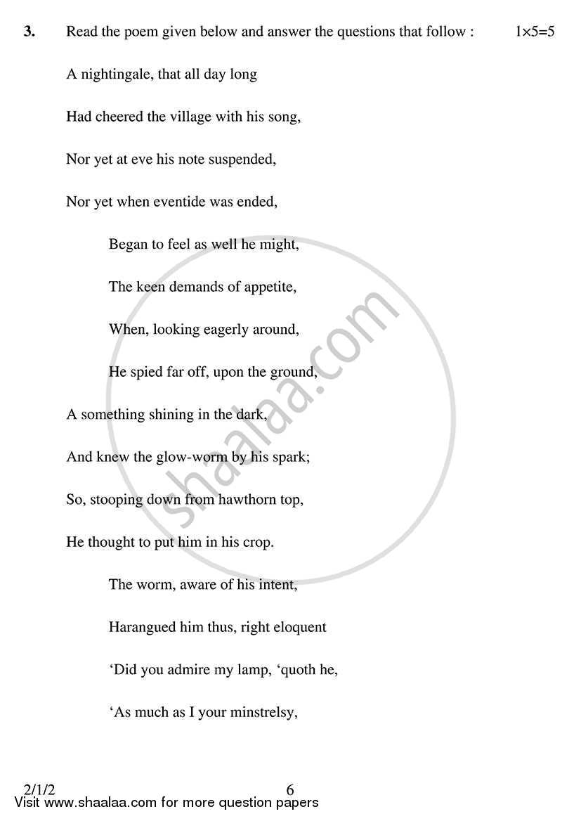 English - Language and Literature 2013-2014 Class 10 - CBSE (Central Board of Secondary Education) question paper with PDF download