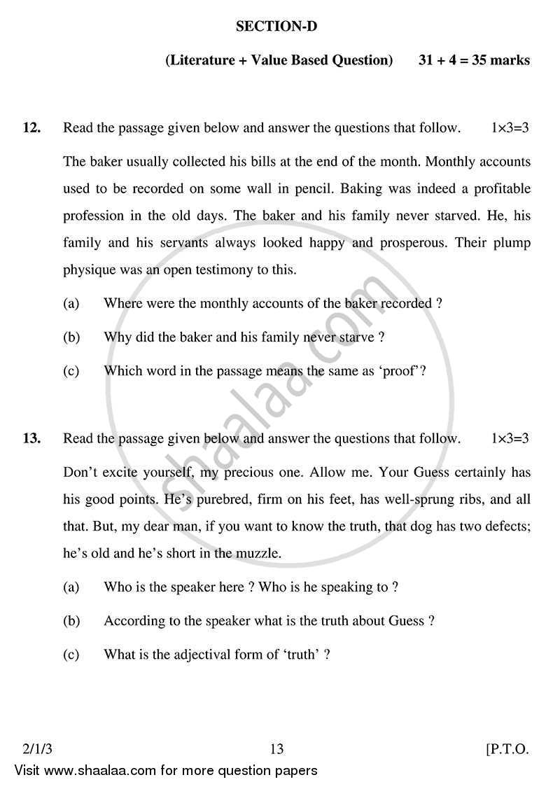 English - Language and Literature 2013-2014 Class 10 - CBSE (Central Board of Secondary Education) question paper with PDF download