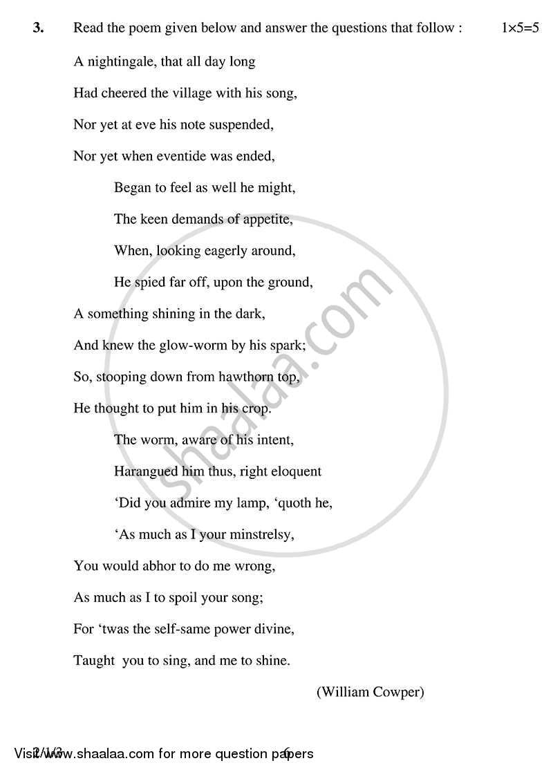 English - Language and Literature 2013-2014 Class 10 - CBSE (Central Board of Secondary Education) question paper with PDF download