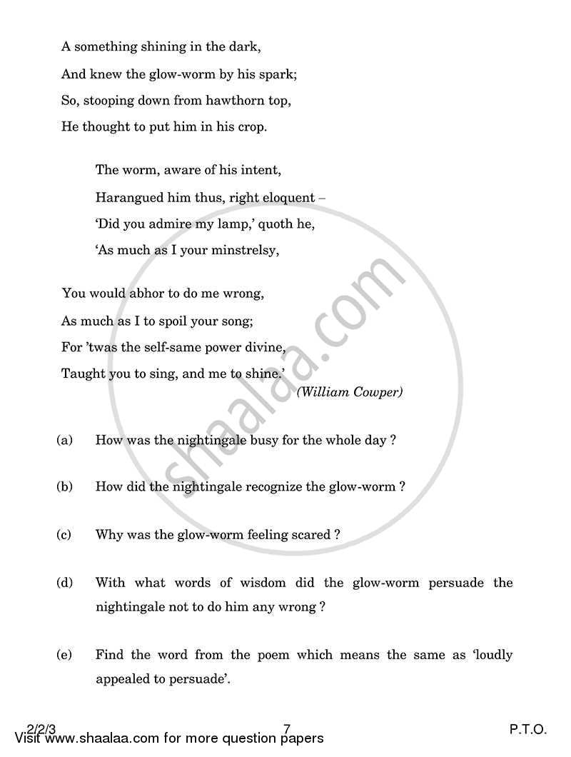 English - Language and Literature 2013-2014 Class 10 - CBSE (Central Board of Secondary Education) question paper with PDF download