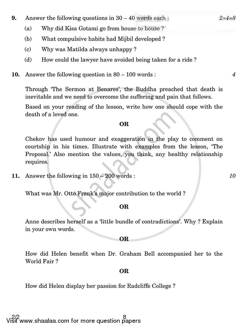 English - Language and Literature 2014-2015 Class 10 - CBSE (Central Board of Secondary Education) question paper with PDF download