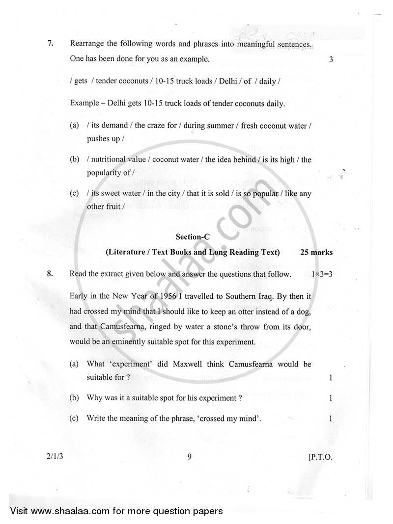 English - Language and Literature 2014-2015 Class 10 - CBSE (Central Board of Secondary Education) question paper with PDF download