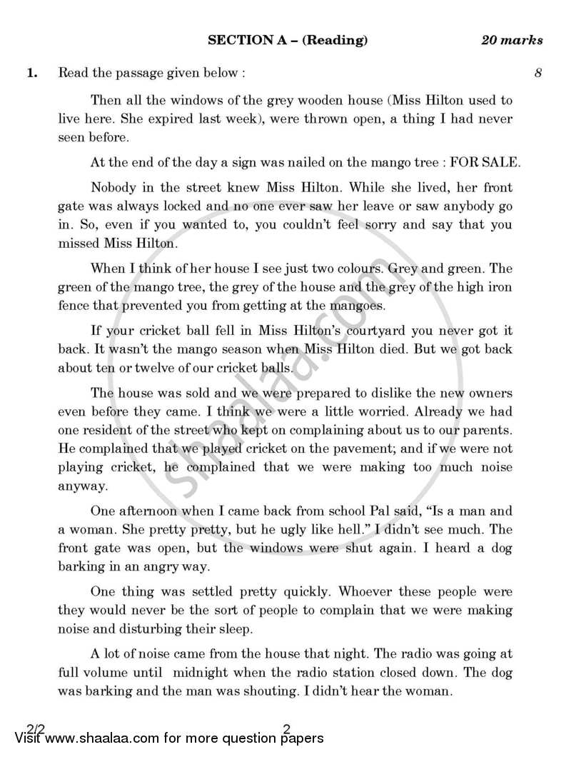 English - Language and Literature 2016-2017 Class 10 - CBSE (Central Board of Secondary Education) question paper with PDF download