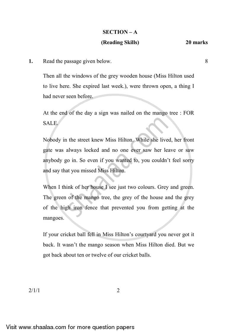 English - Language and Literature 2016-2017 Class 10 - CBSE (Central Board of Secondary Education) question paper with PDF download