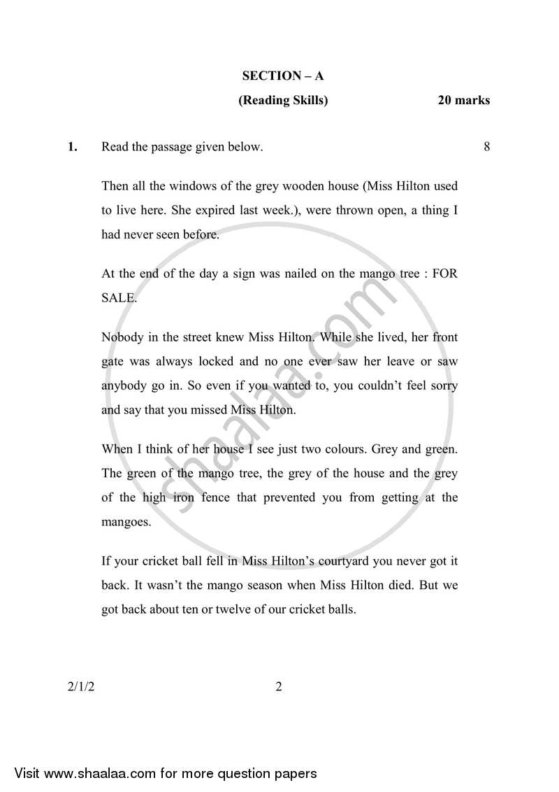 English - Language and Literature 2016-2017 Class 10 - CBSE (Central Board of Secondary Education) question paper with PDF download