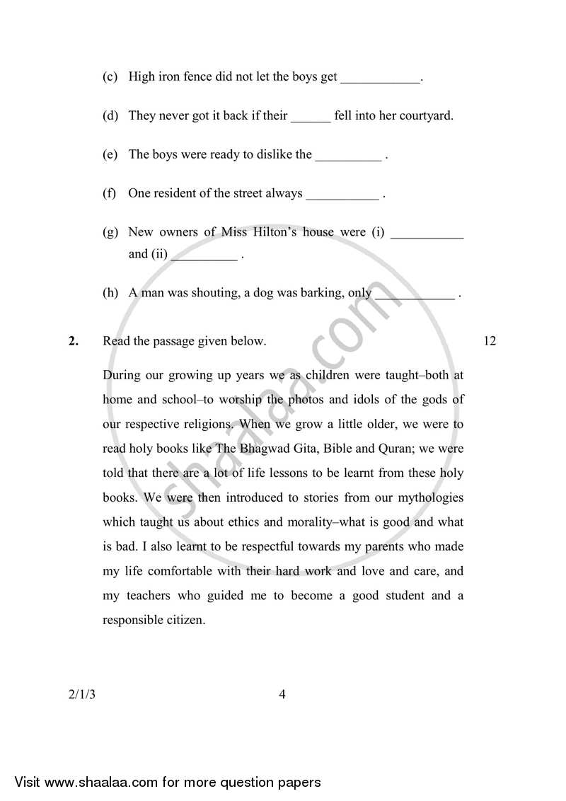 English - Language and Literature 2016-2017 Class 10 - CBSE (Central Board of Secondary Education) question paper with PDF download