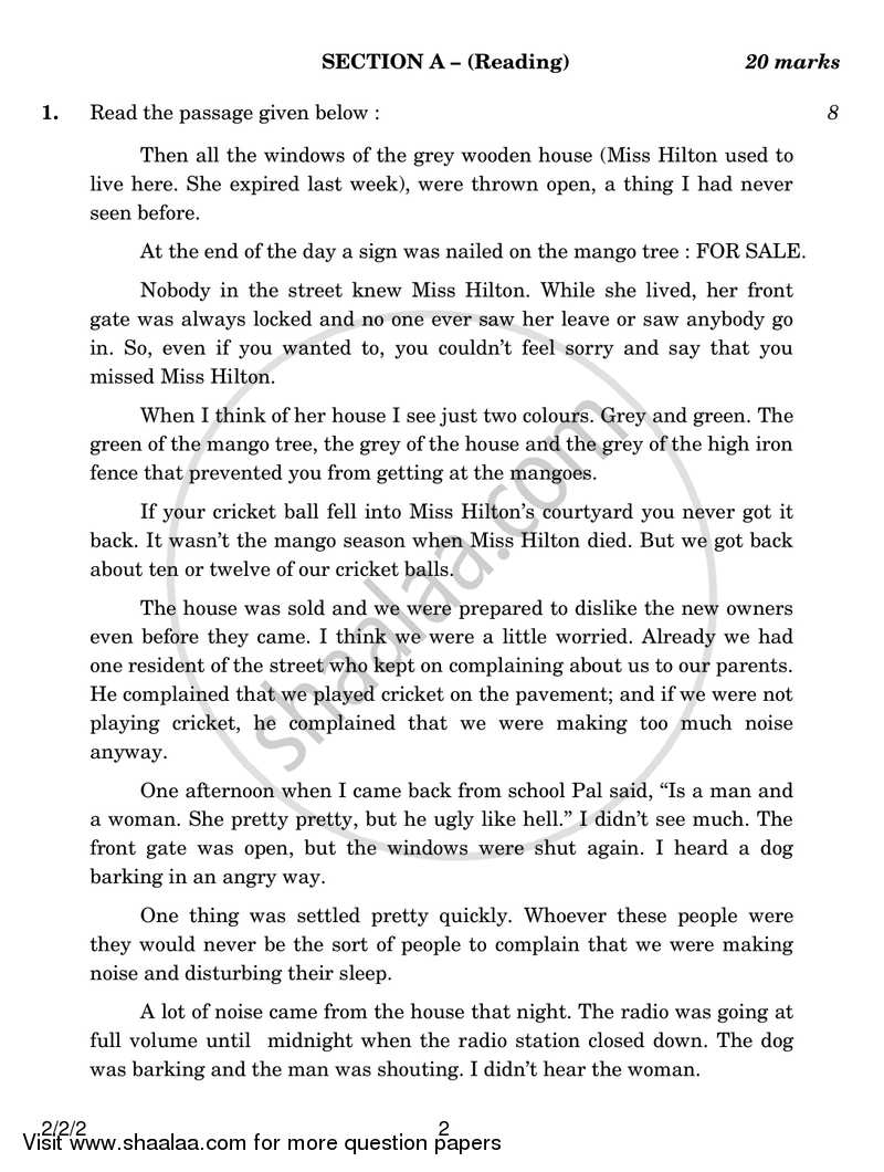 English - Language and Literature 2016-2017 Class 10 - CBSE (Central Board of Secondary Education) question paper with PDF download