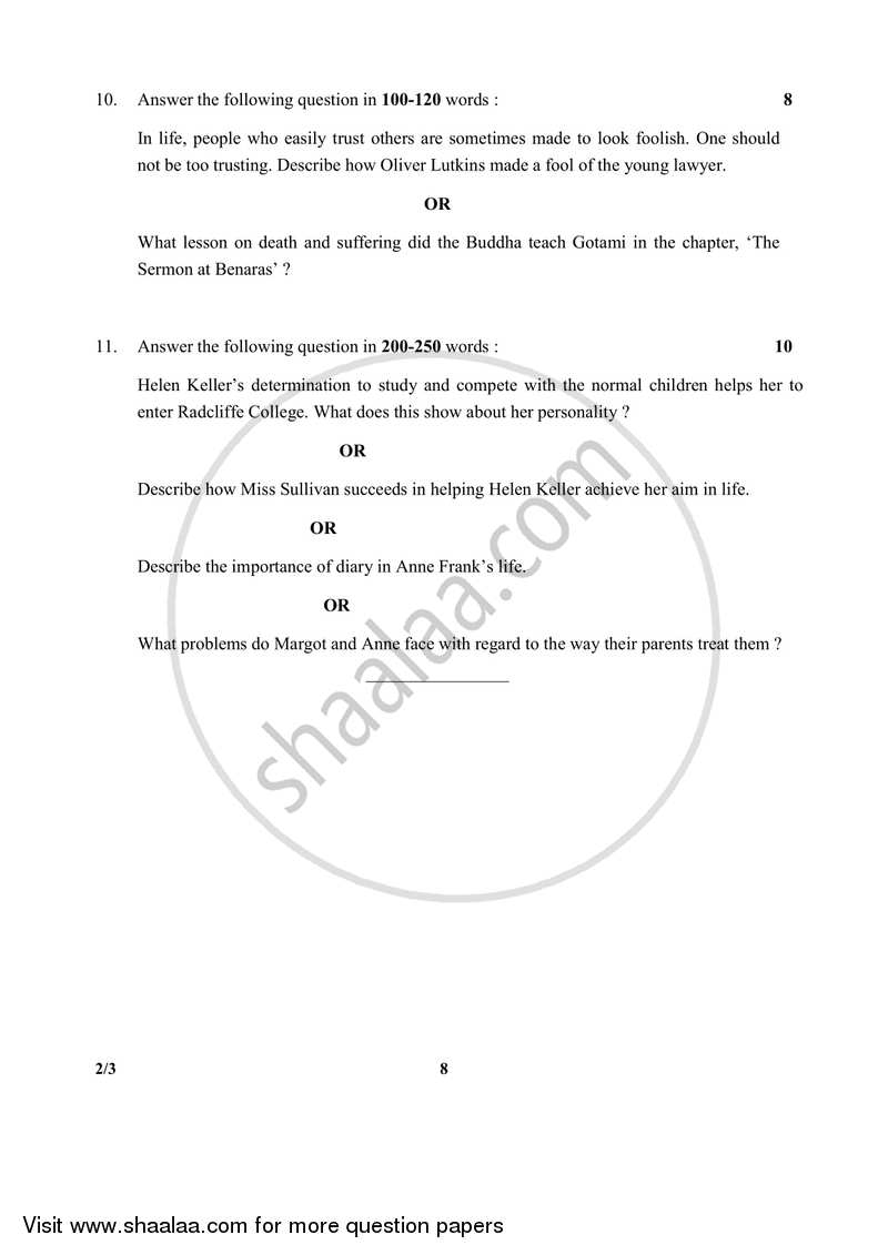 English - Language and Literature 2017-2018 Class 10 - CBSE (Central Board of Secondary Education) question paper with PDF download