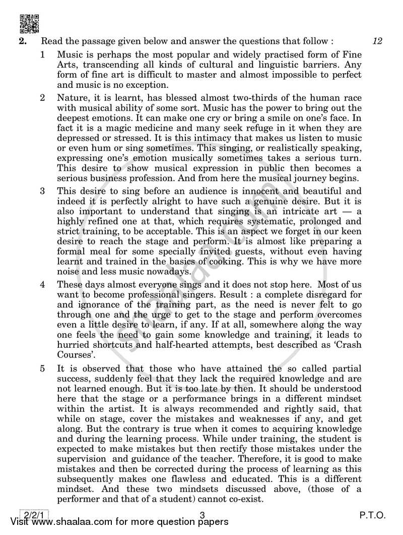 English - Language and Literature 2018-2019 Class 10 - CBSE (Central Board of Secondary Education) question paper with PDF download