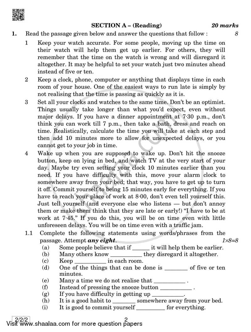 English - Language and Literature 2018-2019 Class 10 - CBSE (Central Board of Secondary Education) question paper with PDF download
