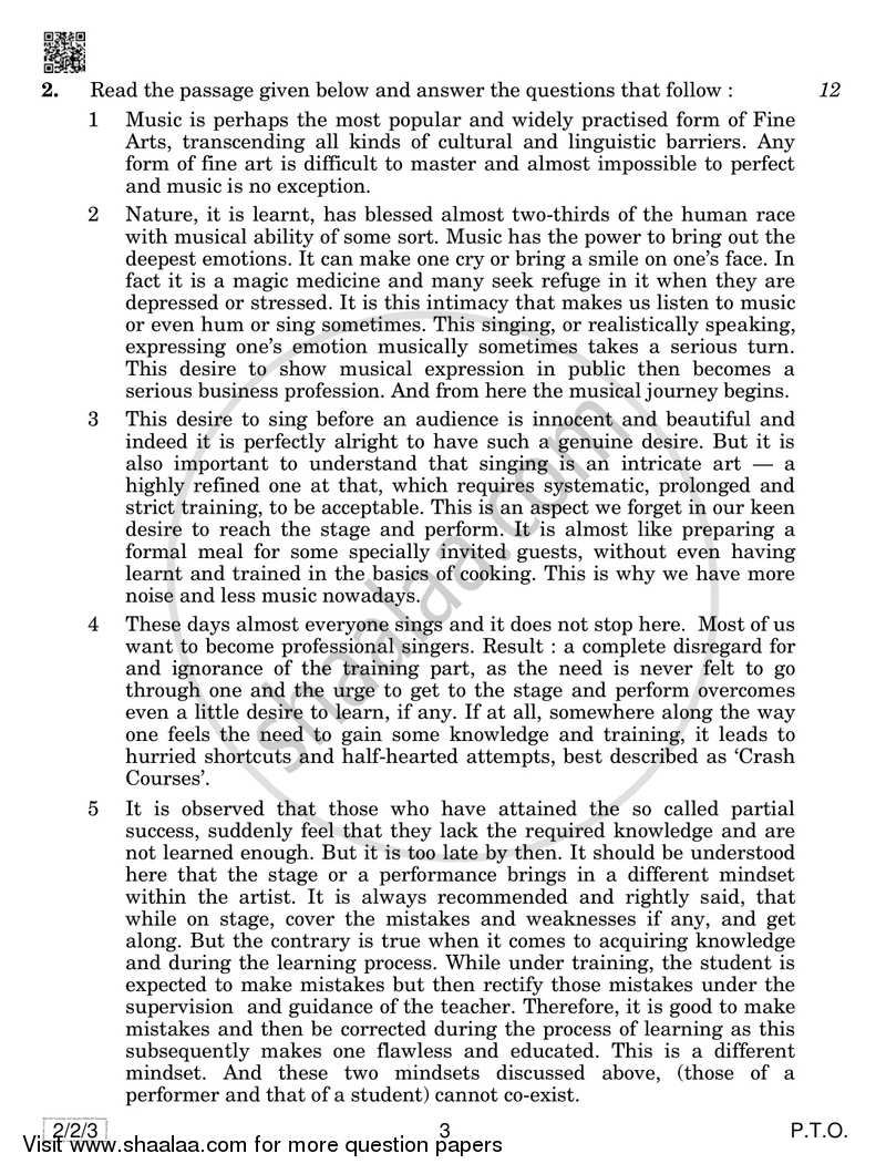 English - Language and Literature 2018-2019 Class 10 - CBSE (Central Board of Secondary Education) question paper with PDF download