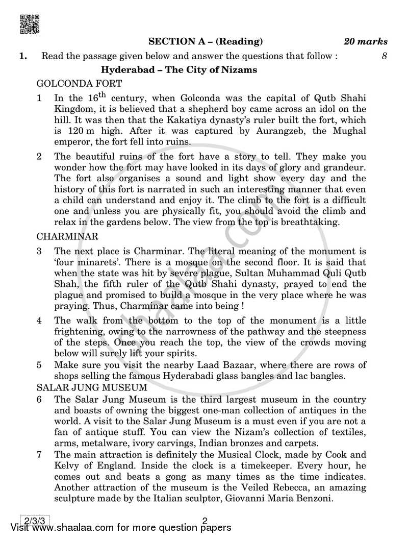 English - Language and Literature 2018-2019 Class 10 - CBSE (Central Board of Secondary Education) question paper with PDF download