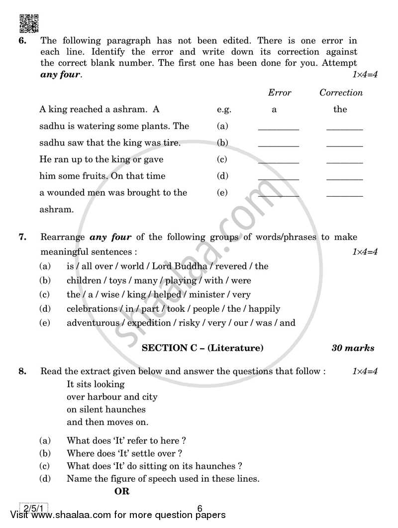 English - Language and Literature 2018-2019 Class 10 - CBSE (Central Board of Secondary Education) question paper with PDF download