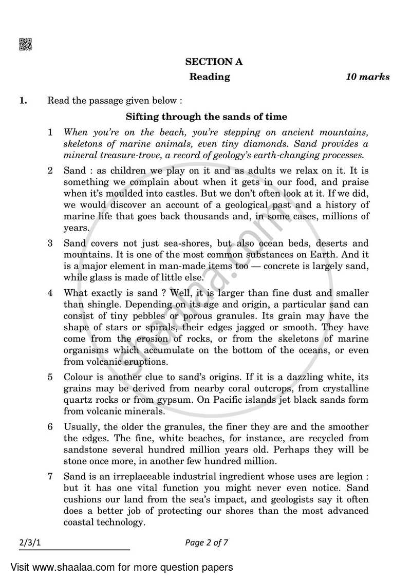 English - Language and Literature 2021-2022 Class 10 - CBSE (Central Board of Secondary Education) question paper with PDF download