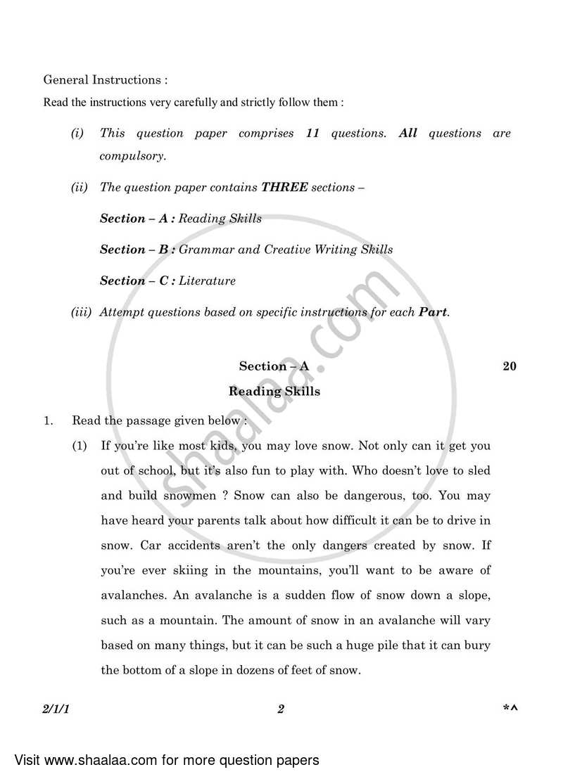 English - Language and Literature 2022-2023 Class 10 - CBSE (Central Board of Secondary Education) question paper with PDF download