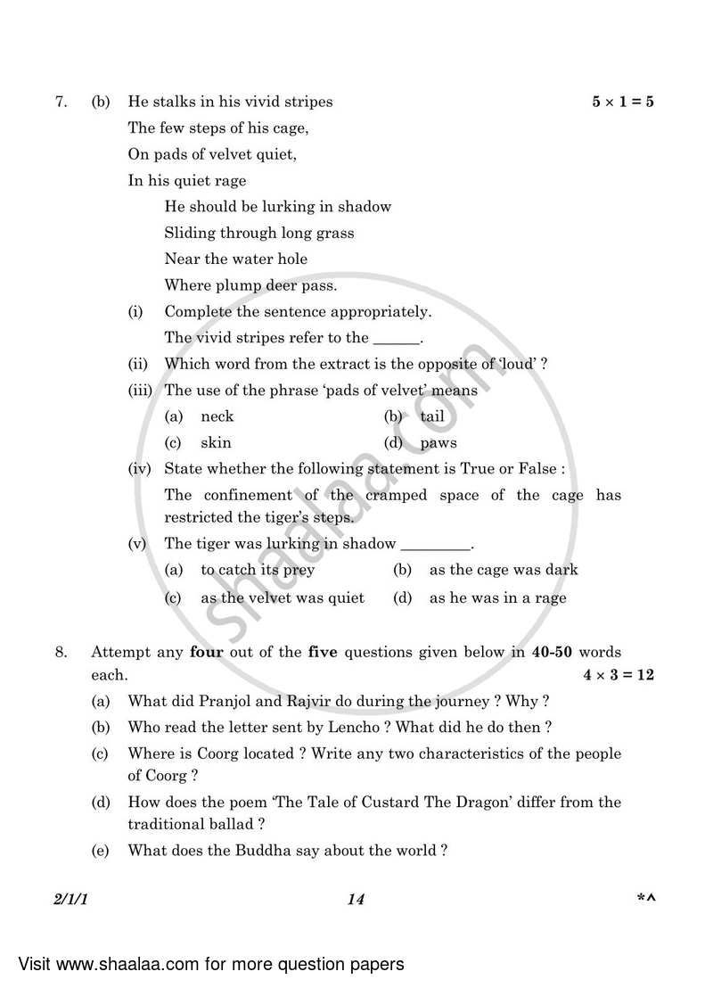 English - Language and Literature 2022-2023 Class 10 - CBSE (Central Board of Secondary Education) question paper with PDF download