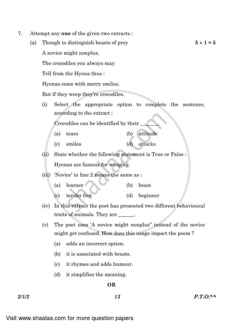 English - Language and Literature 2022-2023 Class 10 - CBSE (Central Board of Secondary Education) question paper with PDF download
