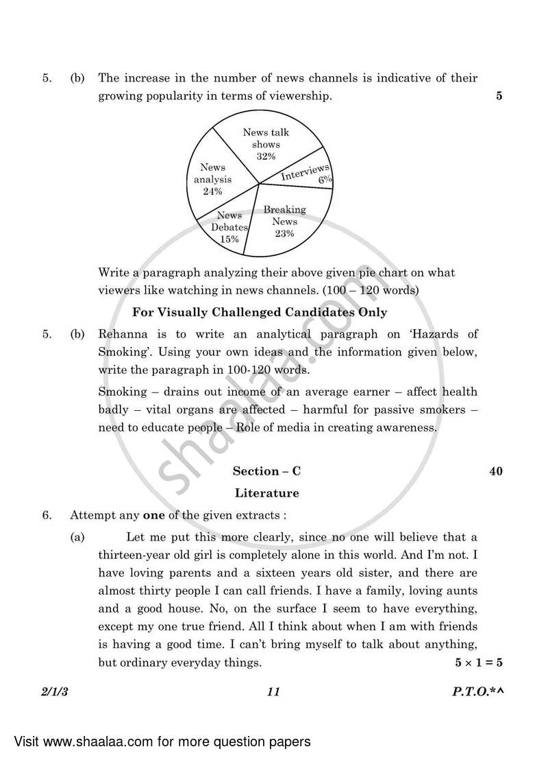 English - Language and Literature 2022-2023 Class 10 - CBSE (Central Board of Secondary Education) question paper with PDF download