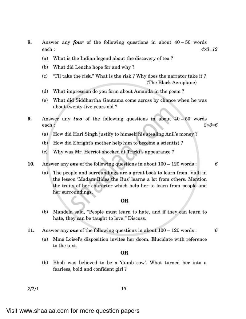 English - Language and Literature 2022-2023 Class 10 - CBSE (Central Board of Secondary Education) question paper with PDF download