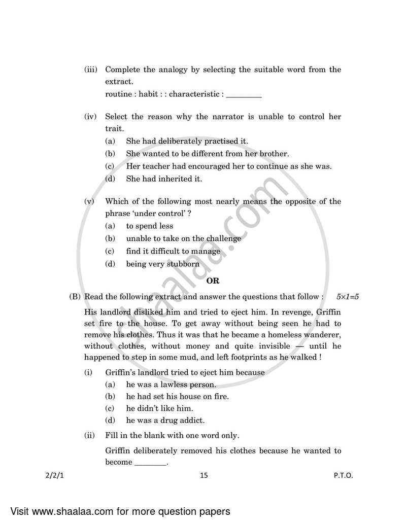 English - Language and Literature 2022-2023 Class 10 - CBSE (Central Board of Secondary Education) question paper with PDF download